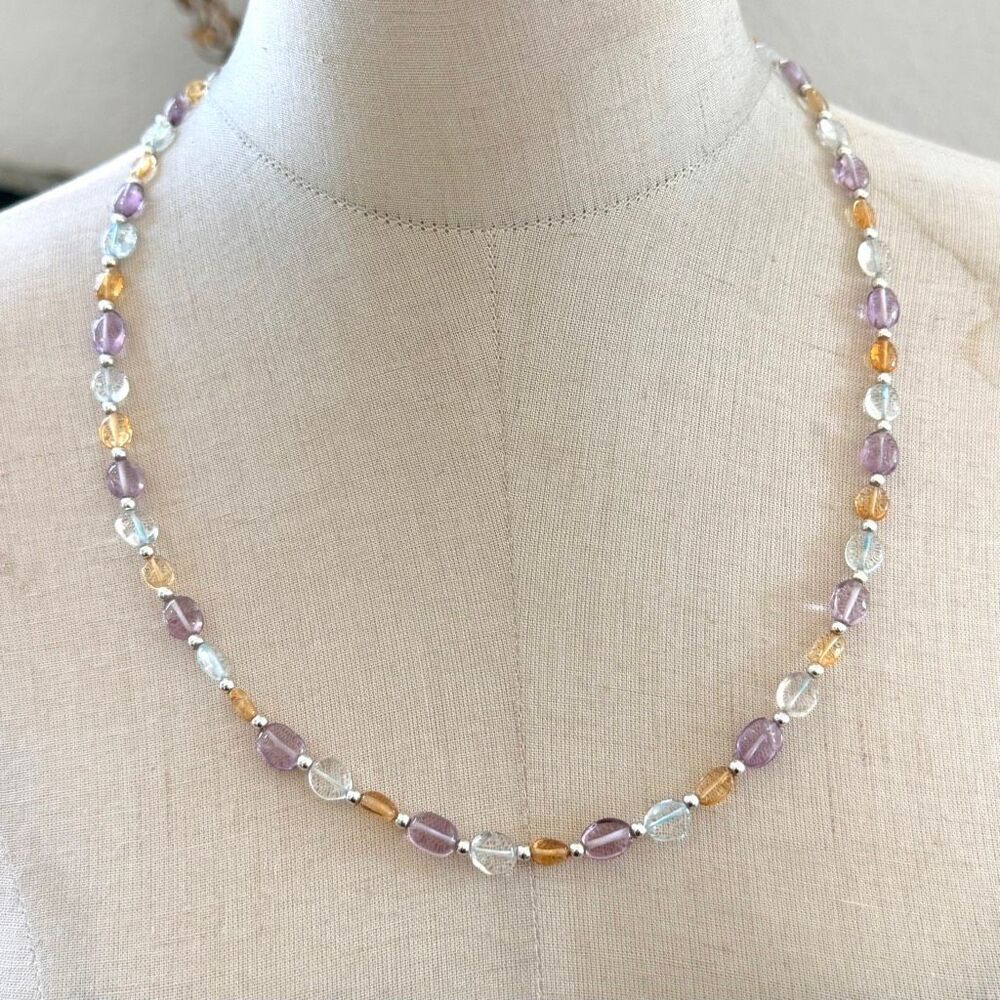 Vintage Rainbow Fluorite Beaded Necklace